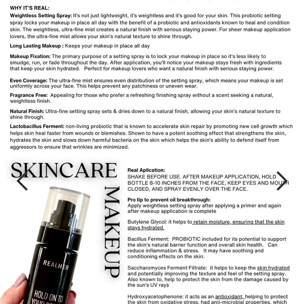 NIB Realher setting spray